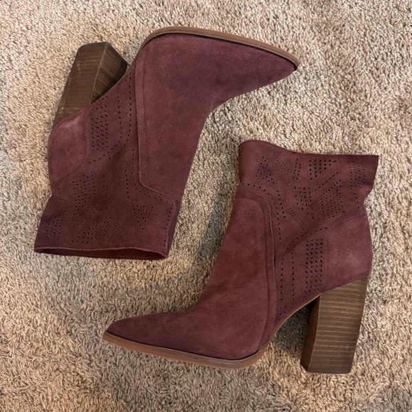 Vince Camuto Shoes - Vince Camuto Dark Red Suede Mini Boots